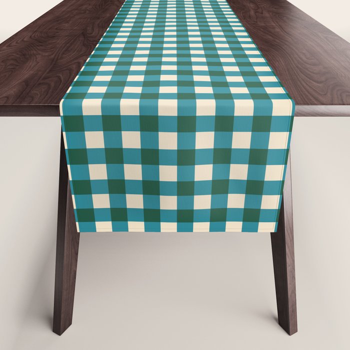 Mini Holiday Gingham in Teal Table Runner Gallery Image 1