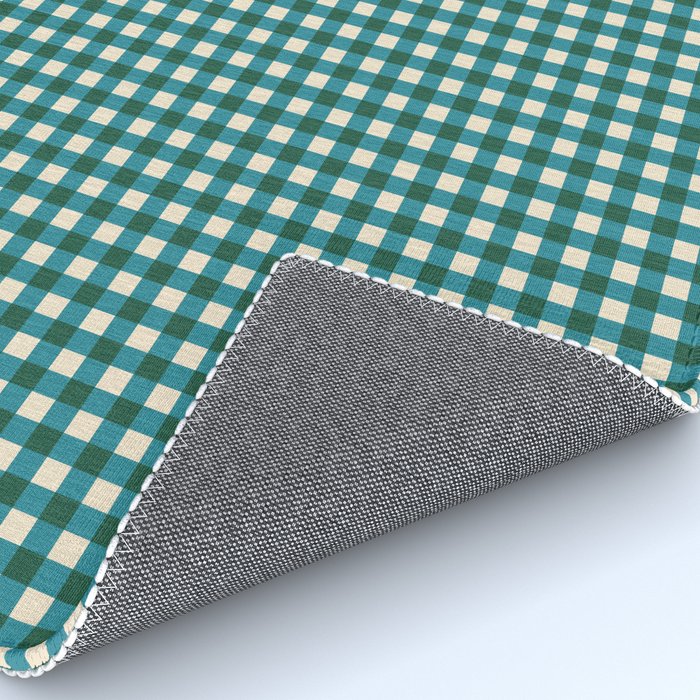 Mini Holiday Gingham in Teal Rug Gallery Image 4
