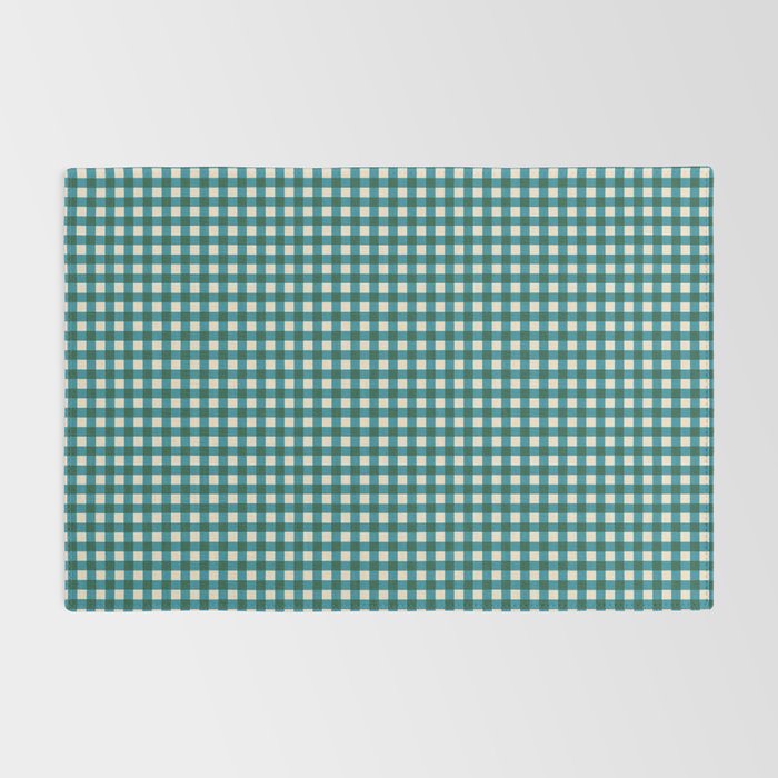 Mini Holiday Gingham in Teal Rug Gallery Image 2