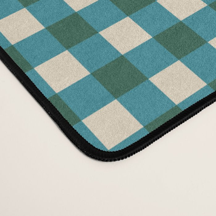 Mini Holiday Gingham in Teal Desk Mat Gallery Image 4