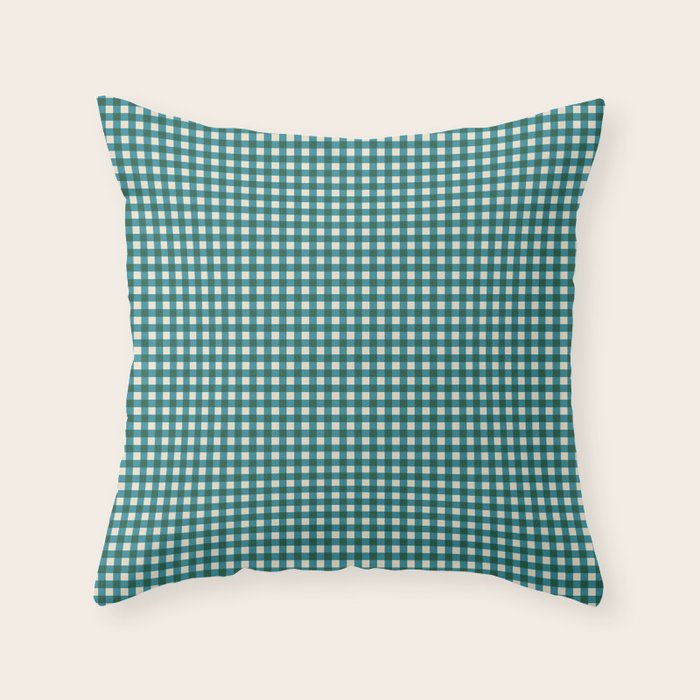 Mini Holiday Gingham in Teal Throw Pillow Gallery Image 6
