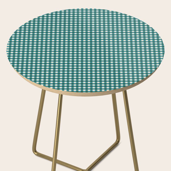 Mini Holiday Gingham in Teal Side Table Gallery Image 2