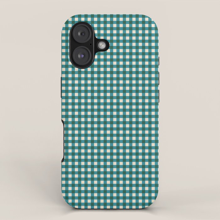 Mini Holiday Gingham in Teal iPhone Case Gallery Image 1