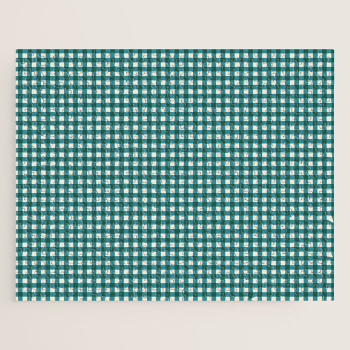 Mini Holiday Gingham in Teal Jigsaw Puzzle