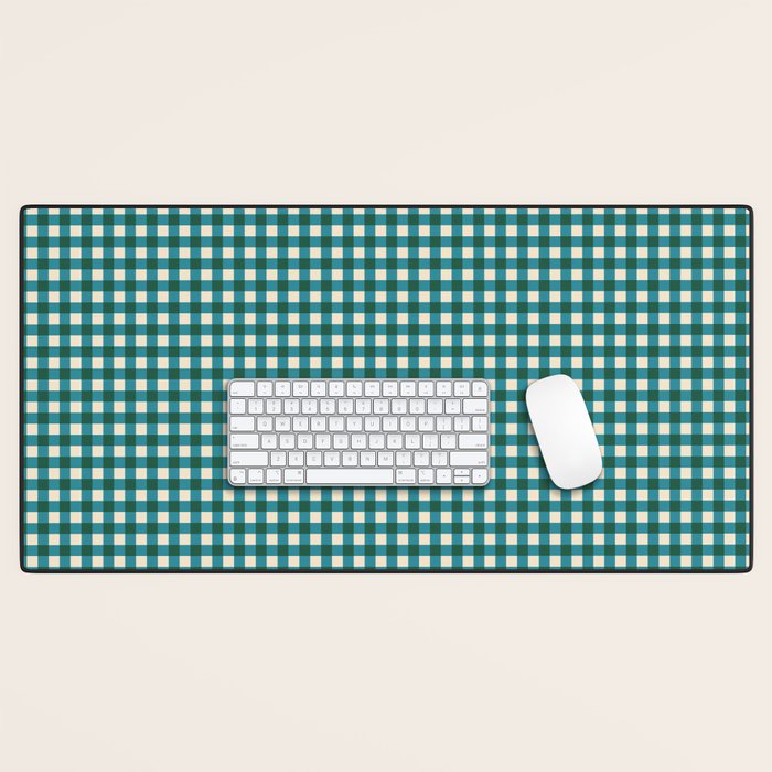 Mini Holiday Gingham in Teal Desk Mat Gallery Image 1