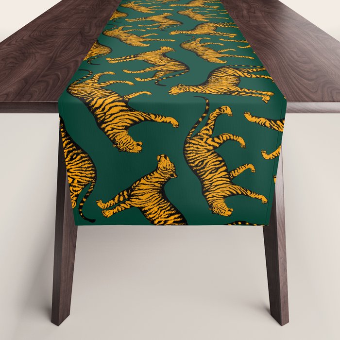 Tigers (Dark Green and Marigold) Table Runner Gallery Image 1