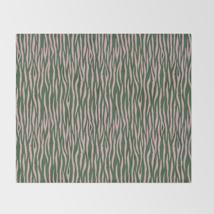Tiger Stripes In Pink And Green Throw Blanket Gallery Image 2