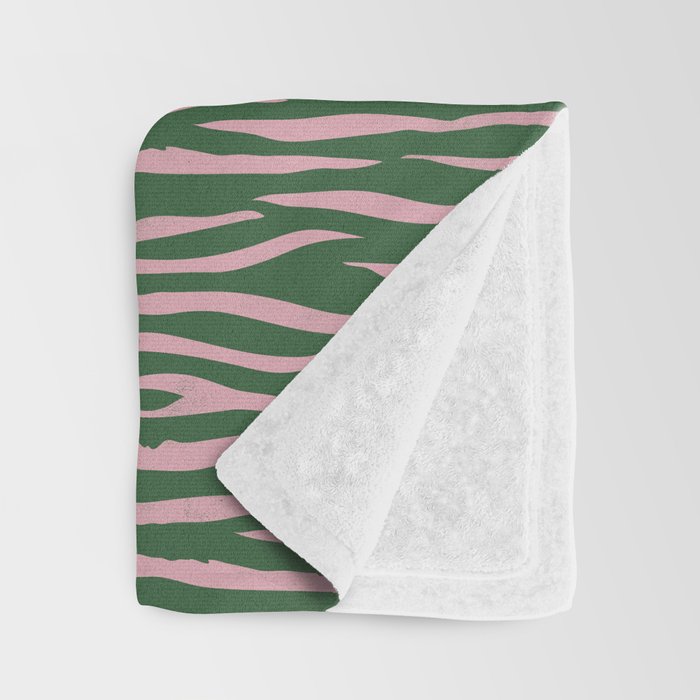 Tiger Stripes In Pink And Green Throw Blanket Gallery Image 3