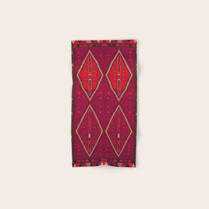 The Crimson Symmetry Handwoven Tribal Kilim Art Bath Towel Gallery Image 1