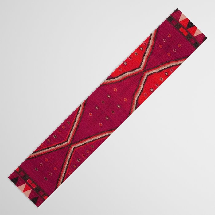 The Crimson Symmetry Handwoven Tribal Kilim Art Table Runner Gallery Image 3