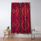 The Crimson Symmetry Handwoven Tribal Kilim Art Window Curtain Gallery Image 5