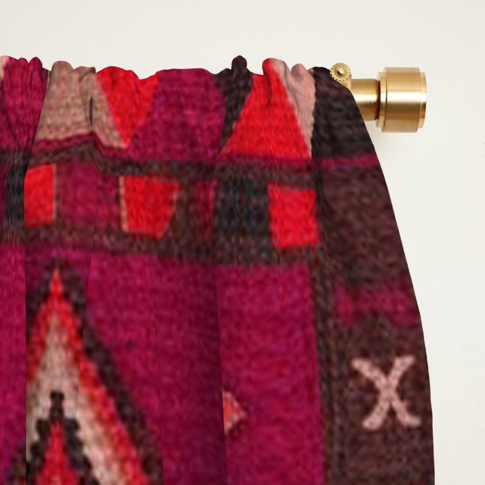 The Crimson Symmetry Handwoven Tribal Kilim Art Window Curtain Gallery Image 2