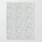 Hand Drawn Jacobean Floral - Teal Beige Poster Gallery Image 4