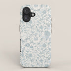 Hand Drawn Jacobean Floral - Teal Beige iPhone Case Gallery Image 1