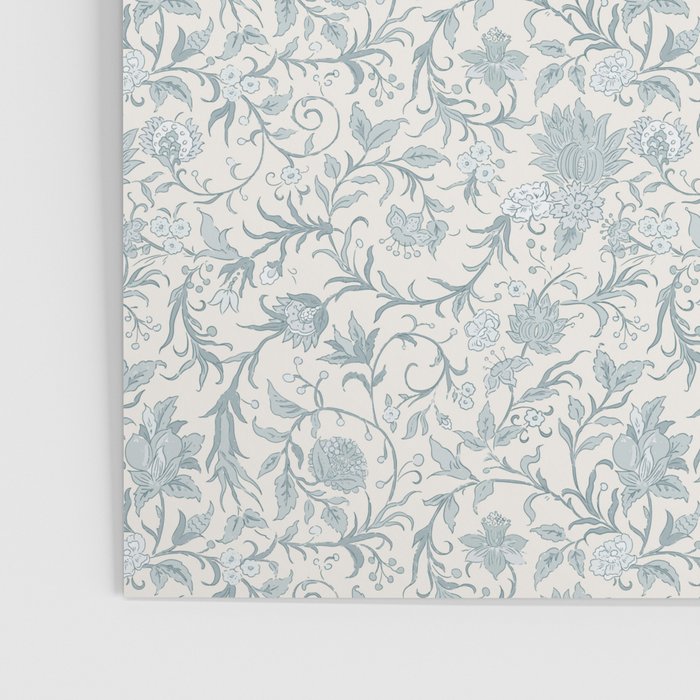 Hand Drawn Jacobean Floral - Teal Beige Poster Gallery Image 3