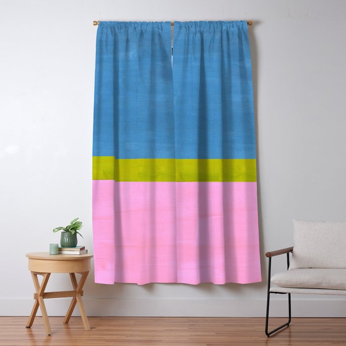Childhood Dreams Sky Blue Lime Green Pastel Pink Colorfield  Window Curtain Gallery Image 1
