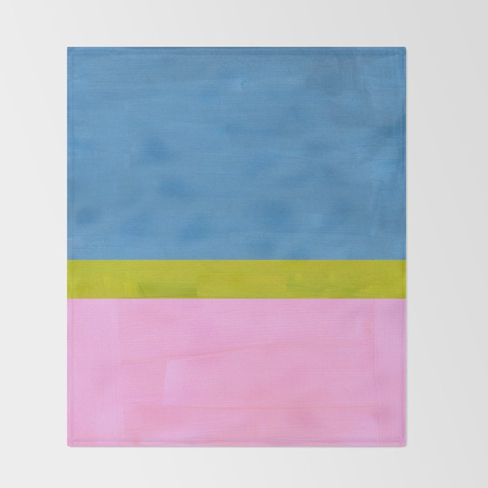 Childhood Dreams Sky Blue Lime Green Pastel Pink Colorfield  Throw Blanket Gallery Image 2