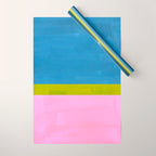 Childhood Dreams Sky Blue Lime Green Pastel Pink Colorfield  Wrapping Paper Gallery Image 1