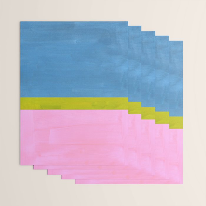 Childhood Dreams Sky Blue Lime Green Pastel Pink Colorfield  Wrapping Paper Gallery Image 3