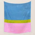 Childhood Dreams Sky Blue Lime Green Pastel Pink Colorfield  Wall Tapestry Gallery Image 4