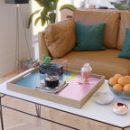 Childhood Dreams Sky Blue Lime Green Pastel Pink Colorfield  Serving Tray Gallery Image 2