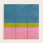 Childhood Dreams Sky Blue Lime Green Pastel Pink Colorfield  Wood Wall Art Gallery Image 1