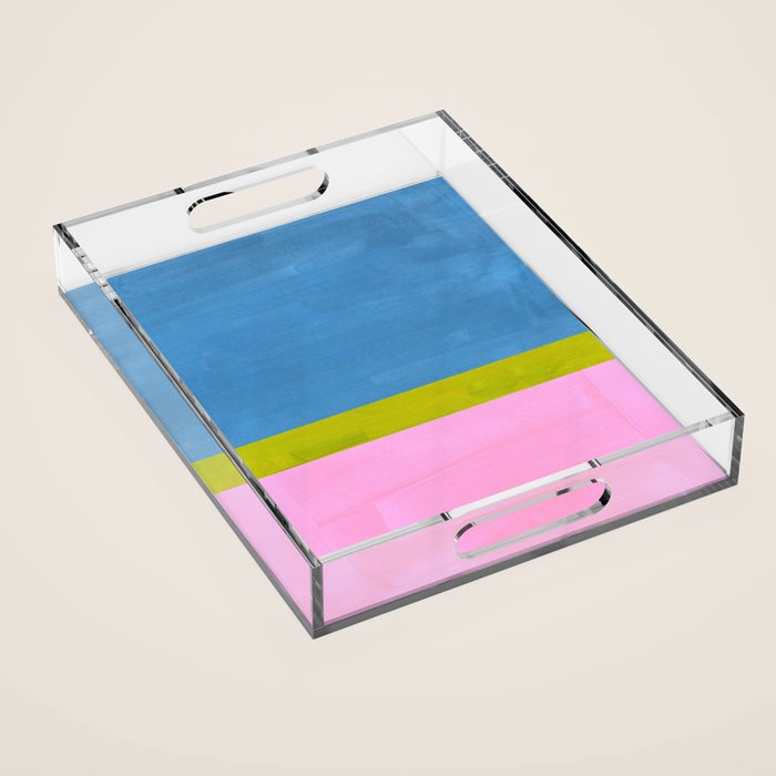 Childhood Dreams Sky Blue Lime Green Pastel Pink Colorfield  Acrylic Tray Gallery Image 1