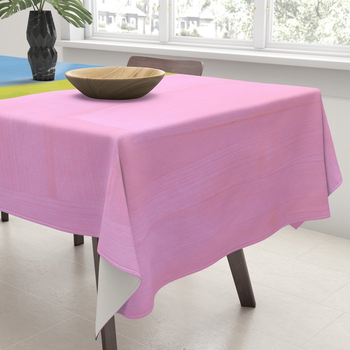 Childhood Dreams Sky Blue Lime Green Pastel Pink Colorfield  Tablecloth Gallery Image 3