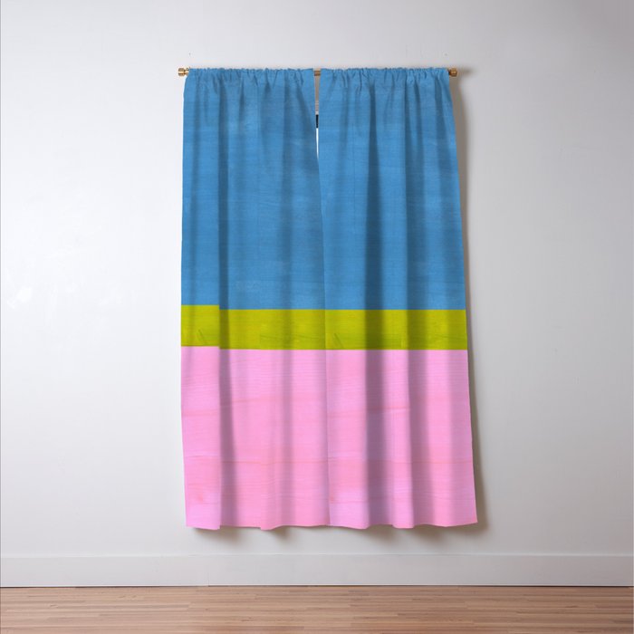 Childhood Dreams Sky Blue Lime Green Pastel Pink Colorfield  Window Curtain Gallery Image 3