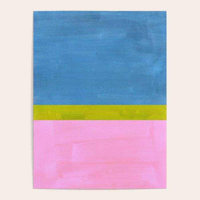 Childhood Dreams Sky Blue Lime Green Pastel Pink Colorfield  Poster Gallery Image 4