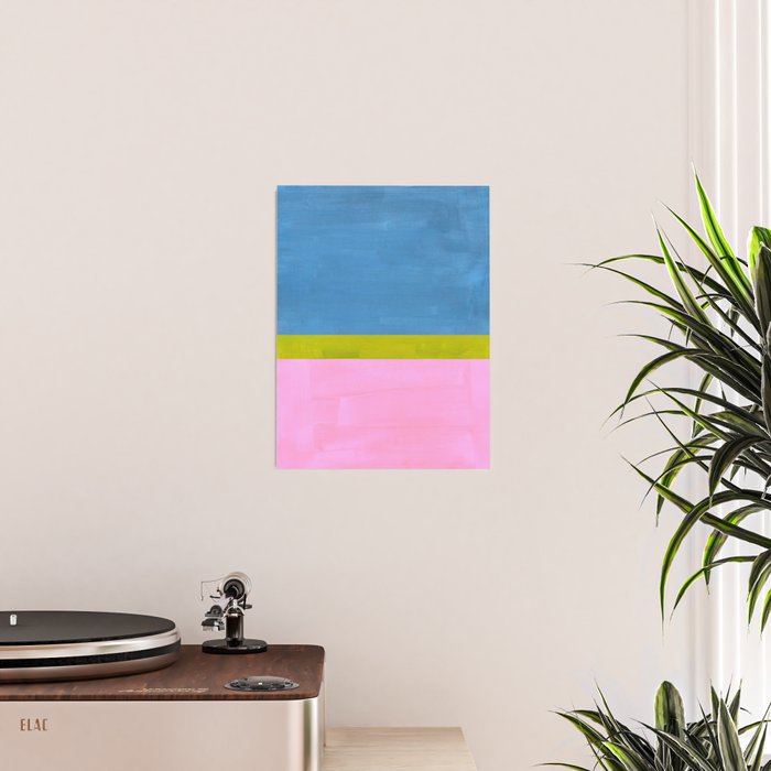 Childhood Dreams Sky Blue Lime Green Pastel Pink Colorfield  Poster Gallery Image 2
