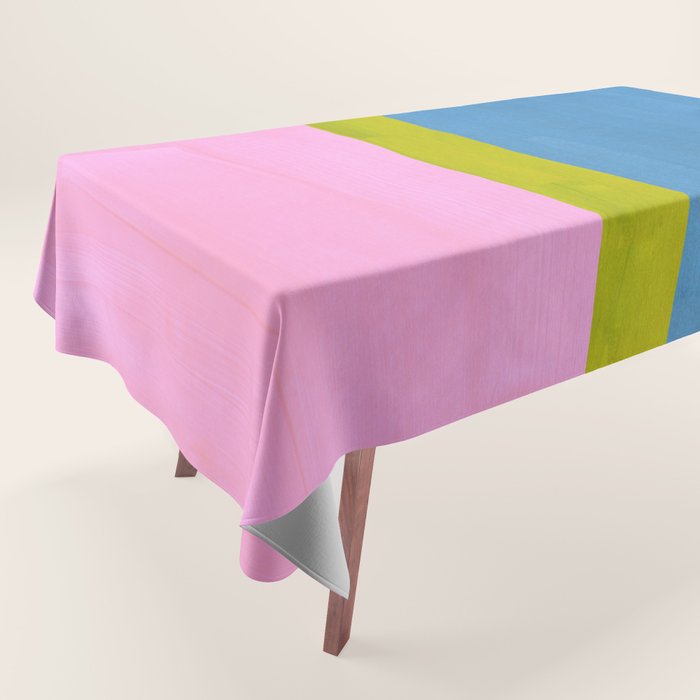 Childhood Dreams Sky Blue Lime Green Pastel Pink Colorfield  Tablecloth Gallery Image 1