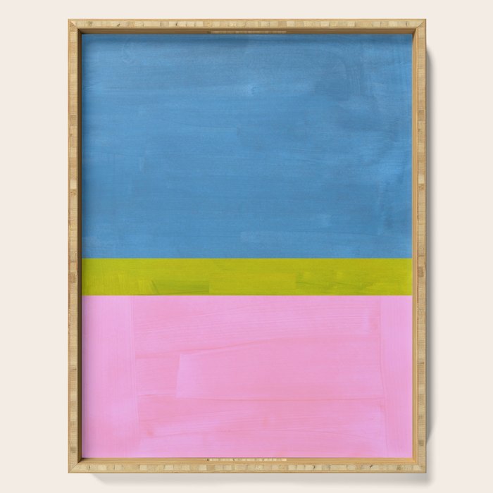 Childhood Dreams Sky Blue Lime Green Pastel Pink Colorfield  Serving Tray Gallery Image 1