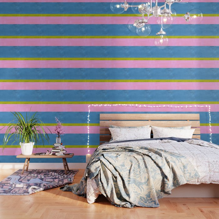 Childhood Dreams Sky Blue Lime Green Pastel Pink Colorfield  Wallpaper Gallery Image 3
