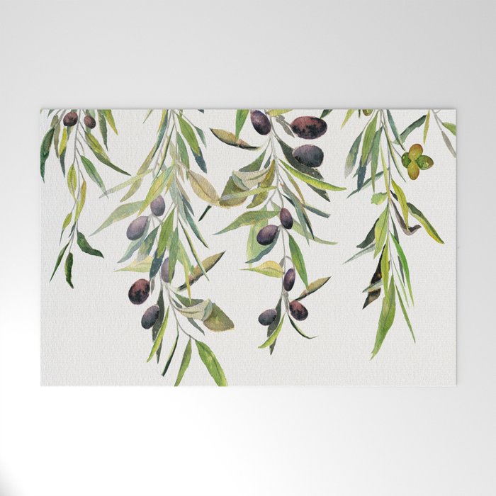 Olive Branch Watercolor  Welcome Mat Gallery Image 1