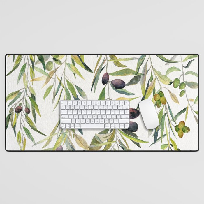 Olive Branch Watercolor  Desk Mat Gallery Image 1