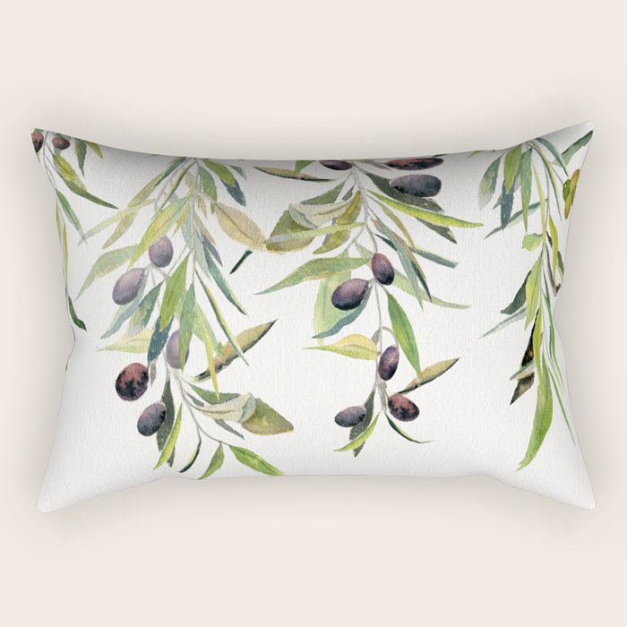 Olive Branch Watercolor  Rectangular Pillow Gallery Image 2