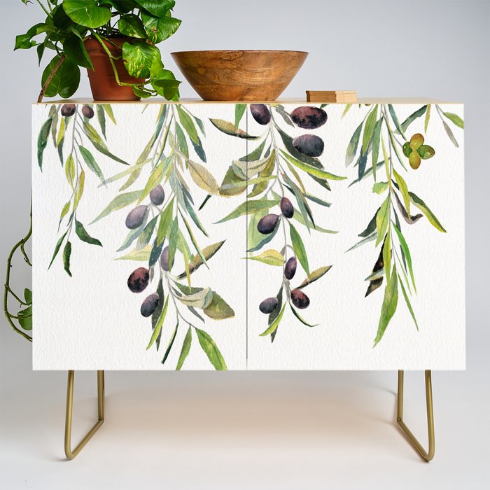 Olive Branch Watercolor  Credenza Gallery Image 1
