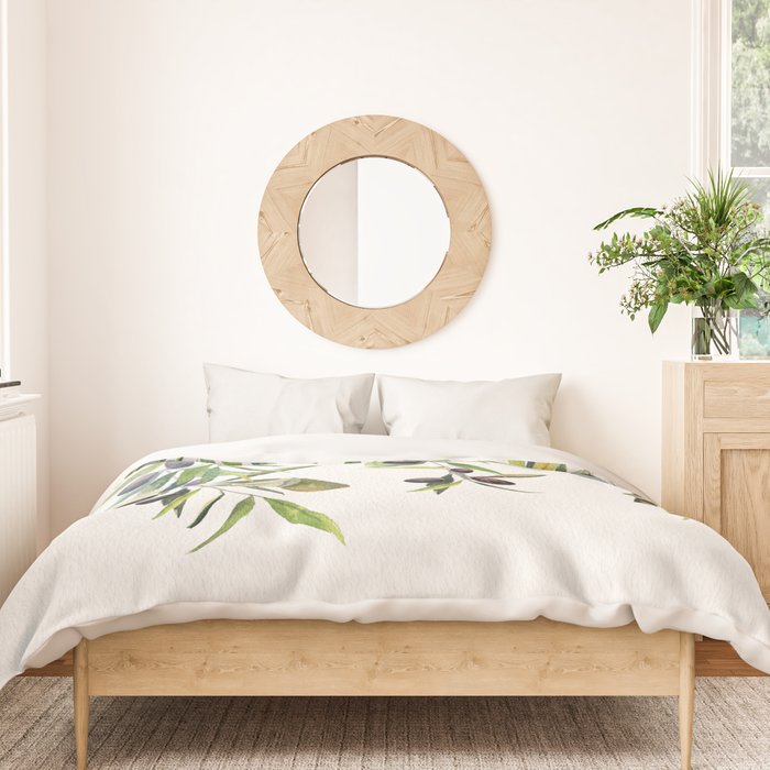 Olive Branch Watercolor  Duvet Cover Gallery Image 3