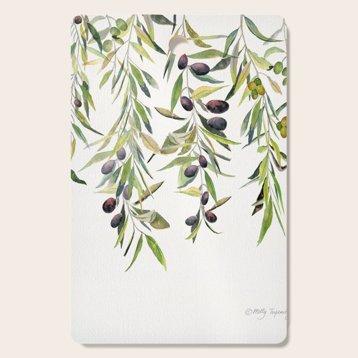 Olive Branch Watercolor  Cutting Board Gallery Image 1