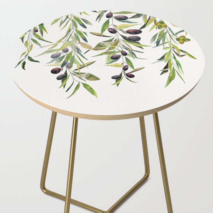Olive Branch Watercolor  Side Table Gallery Image 2