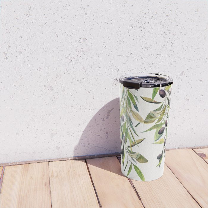 Olive Branch Watercolor  Travel Mug Gallery Image 4