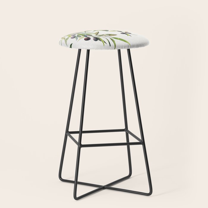 Olive Branch Watercolor  Stool Gallery Image 1