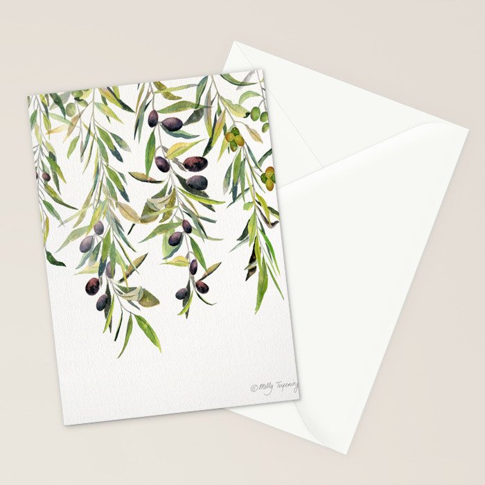 Olive Branch Watercolor  Stationery Card Gallery Image 2