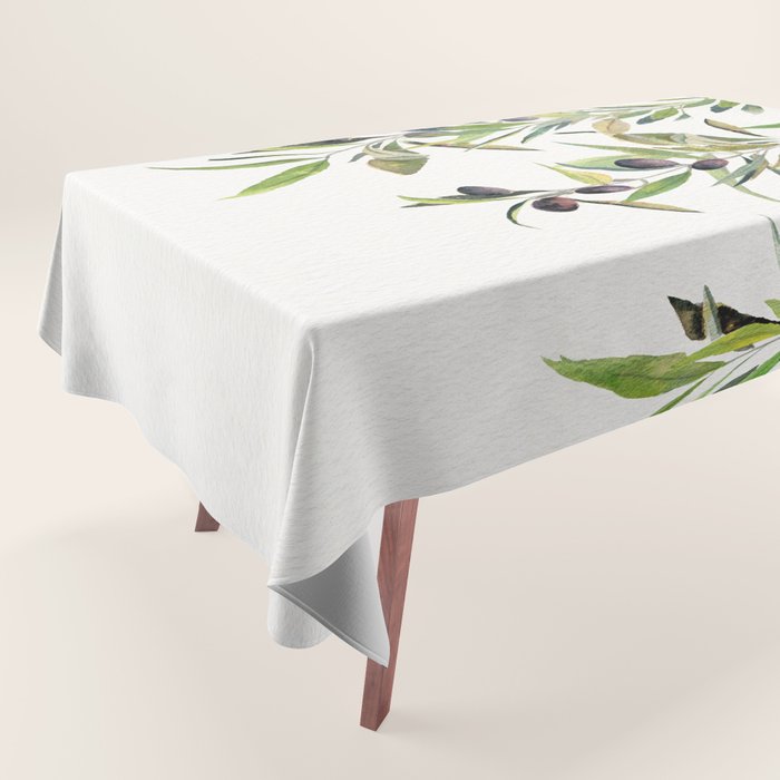 Olive Branch Watercolor  Tablecloth Gallery Image 1