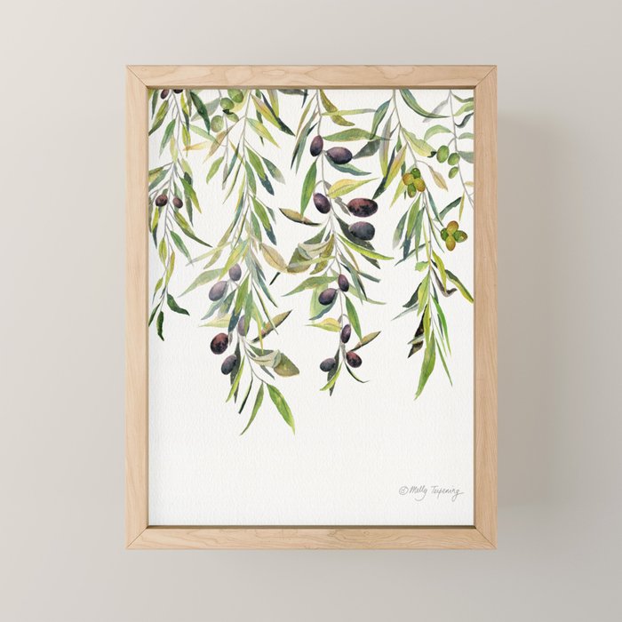Olive Branch Watercolor  Mini Art Print Gallery Image 1