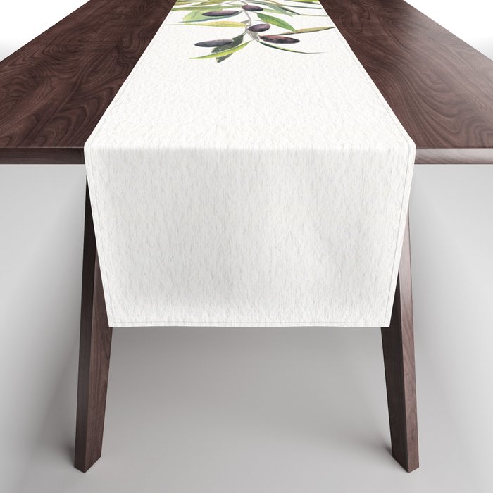 Olive Branch Watercolor  Table Runner Gallery Image 1