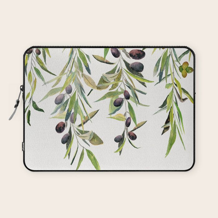 Olive Branch Watercolor  Laptop Sleeve Gallery Image 1