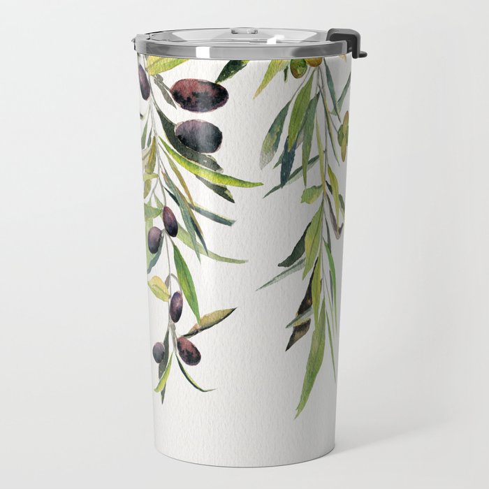 Olive Branch Watercolor  Travel Mug Gallery Image 2