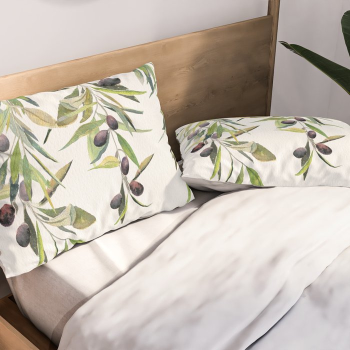 Olive Branch Watercolor  Pillow Sham Gallery Image 2
